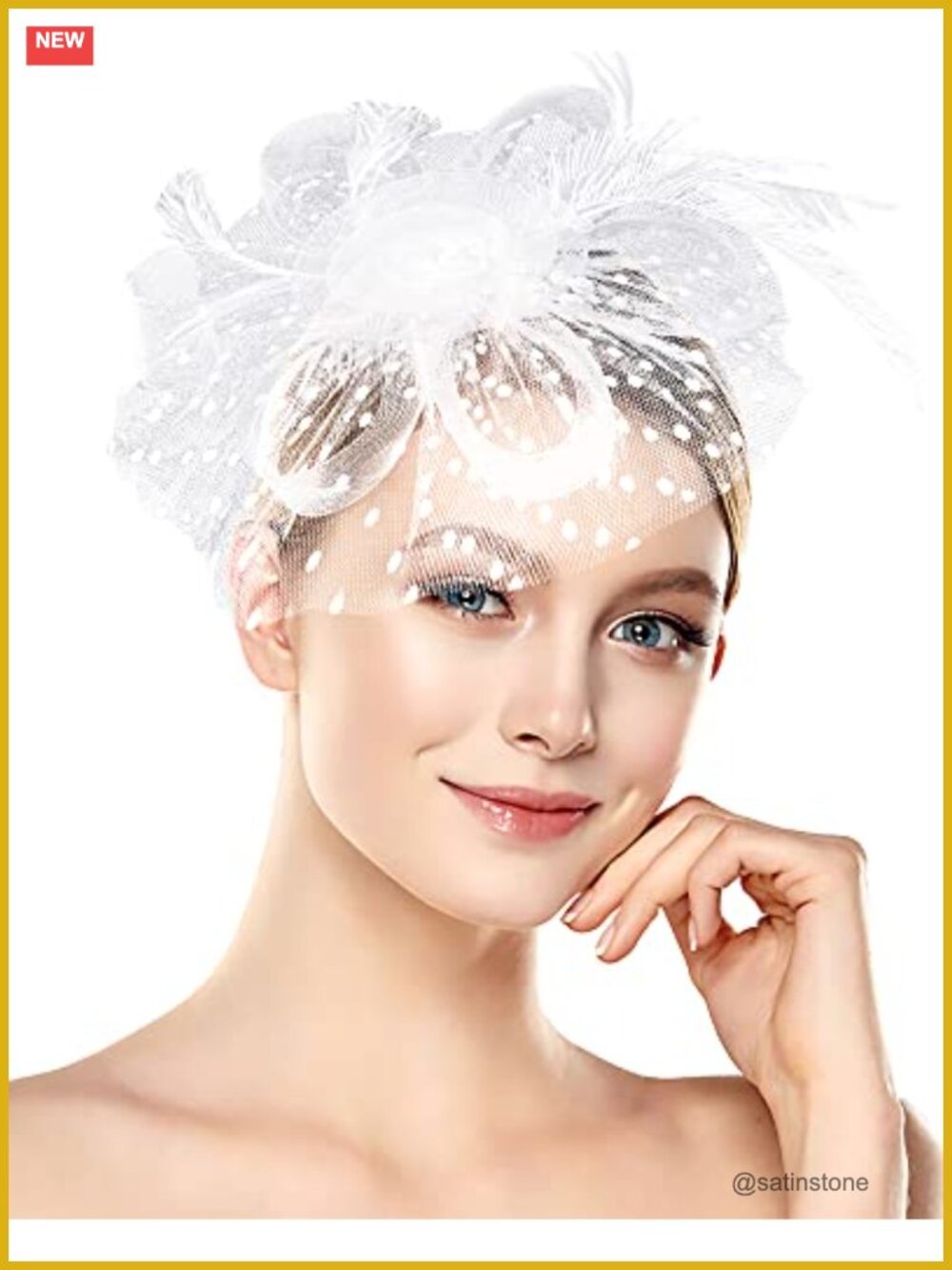 Fascinator Hat with Feathers Mesh Headband Clip for Tea Party Wedding